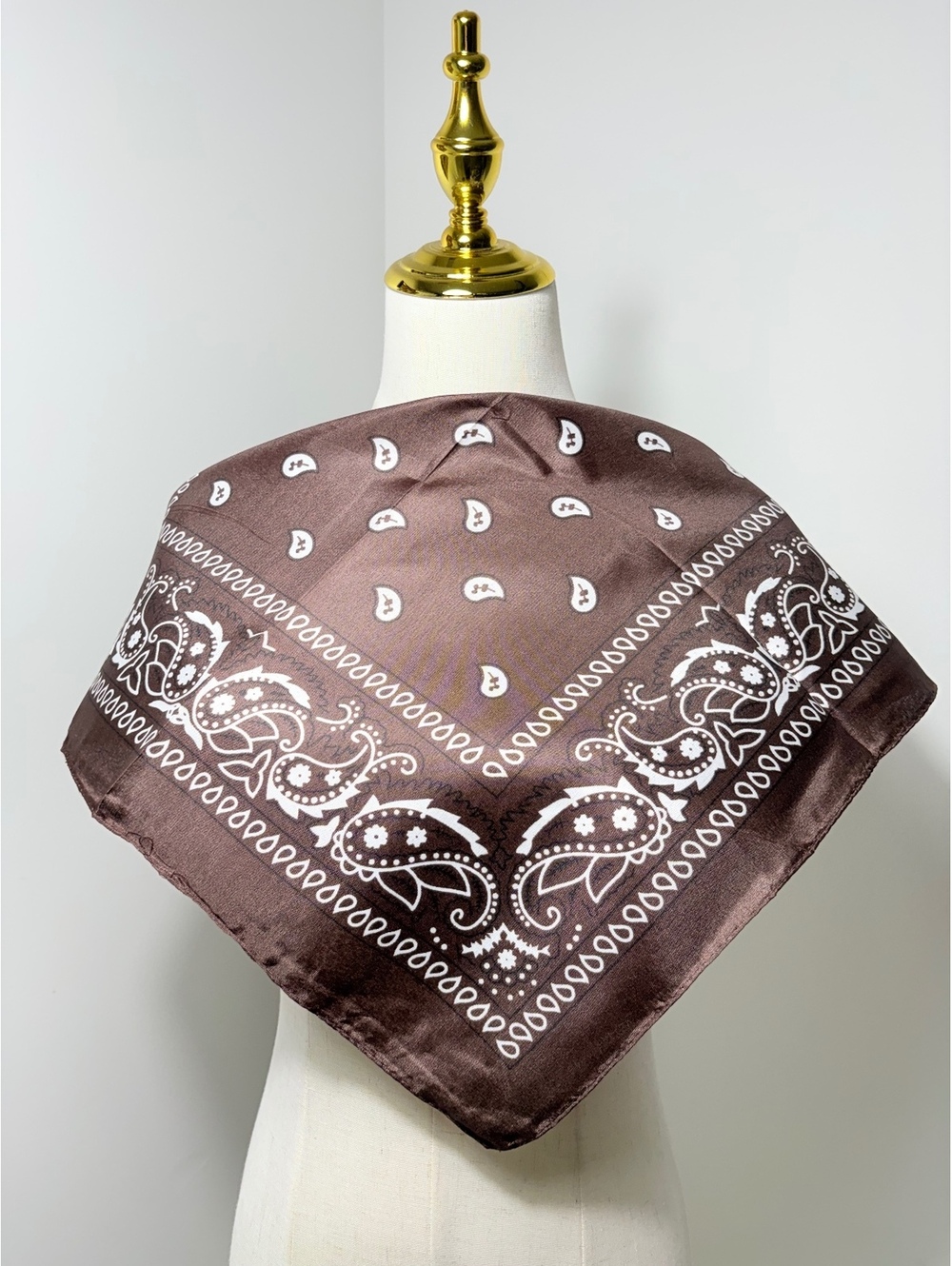 Brown Paisley Print Bandana Scarf
